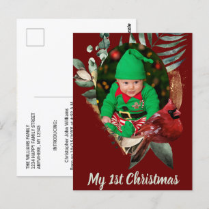 Winter Baby Christmas Foto Geburtserklärung Postkarte