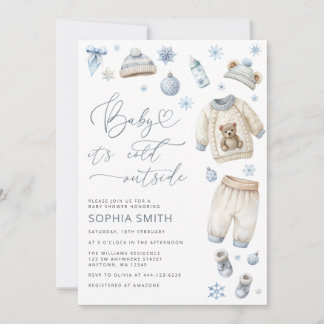 Winter Baby Clothes Baby Shower All In One Einladung