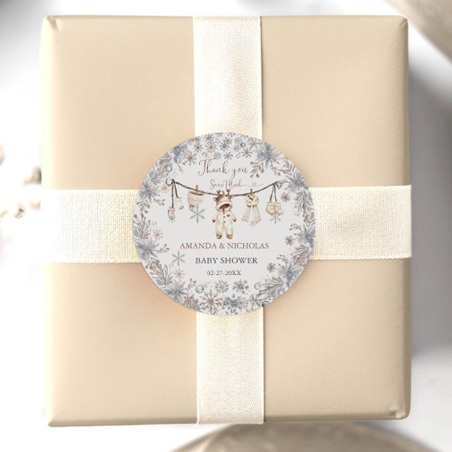 Winter Baby Clothes Babydusche Danke Runder Aufkleber (Von Creator hochgeladen)