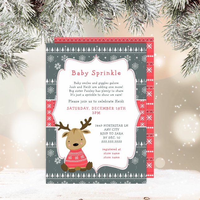 Winter Baby Deer Baby Sprinkle Einladung (Von Creator hochgeladen)