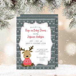 Winter Baby Deer Drop-in Baby Dusche Einladung