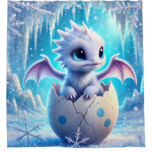 Winter Baby Dragon Duschvorhang
