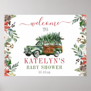 Winter Baby Dusche Begrüßungsturm Grüner LKW Poster
