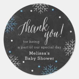 Winter Baby Dusche Chalkboard Danke Runder Aufkleber