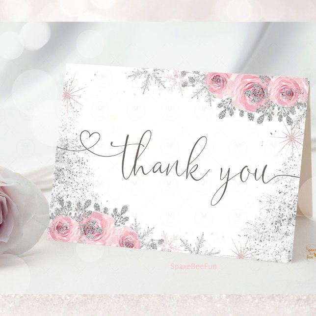 Winter Baby-Dusche Dankeskarte (Winter Baby Shower Thank You Card, It's Cold Outside Thank You Card, Snowflake Baby Shower Thank You)