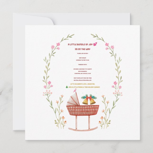 Winter Baby Dusche Einladung - ein kleines Bündel (Vorderseite)