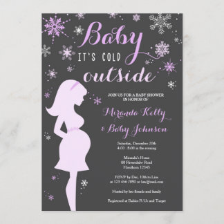Winter Baby Dusche Einladung, Lila Babydusche Einladung