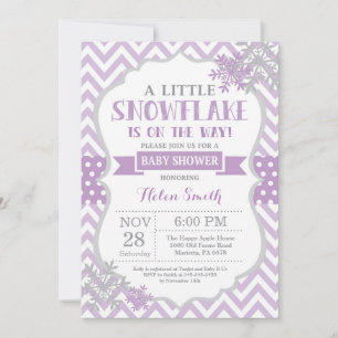 Winter Baby Dusche Einladung Lila Schneeflocke