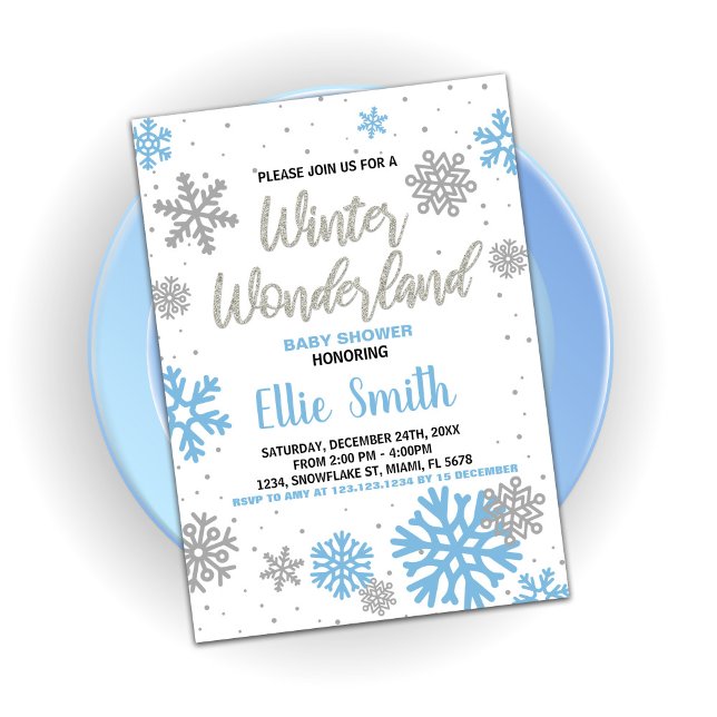 Winter Baby Dusche Einladungen Blau Weiß (Winter Baby Shower Invitations Blue White)