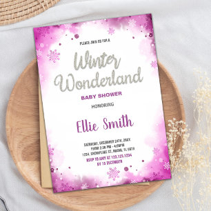 Winter Baby Dusche Einladungen Rosa Cloud