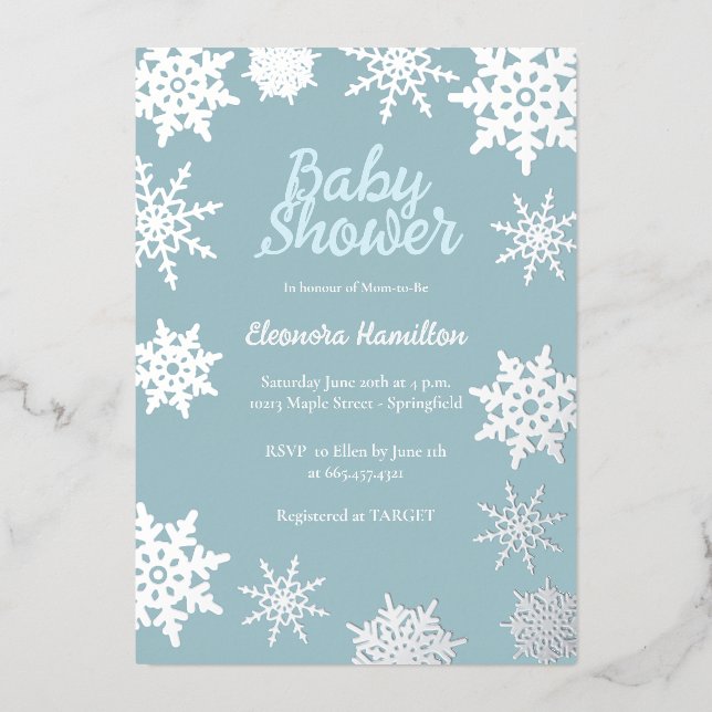 Winter Baby Dusche Folieneinladung (Vorderseite)