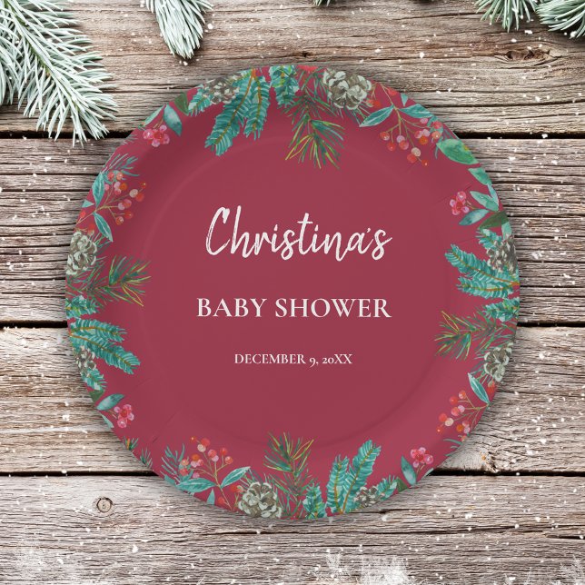 Winter Baby Dusche Red Pappteller (Von Creator hochgeladen)