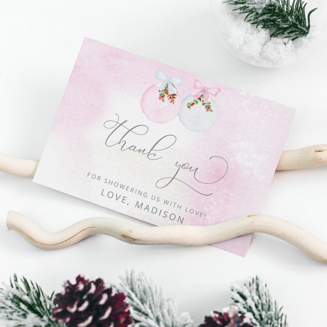 Winter Baby Dusche Rosa Schnee Danke Karte (Von Creator hochgeladen)