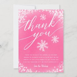 Winter Baby Dusche Rosa Schnee Dankeskarte