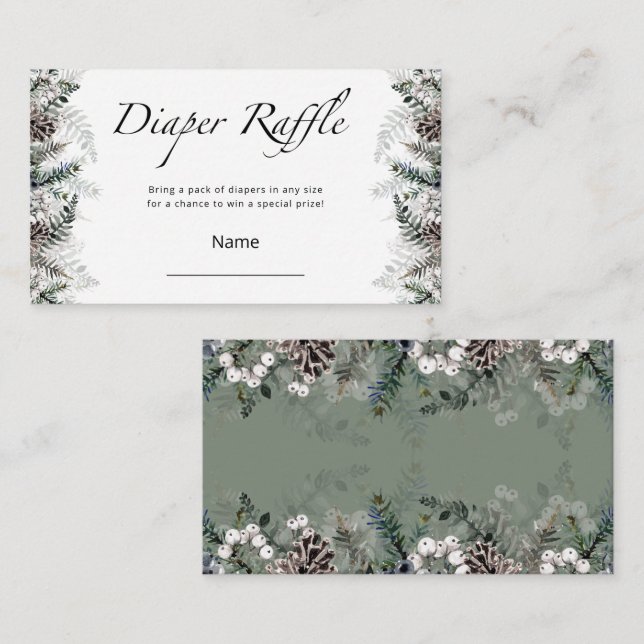 Winter Baby Dusche Windel Verlosung Ticket Begleitkarte (Vorne/Hinten)