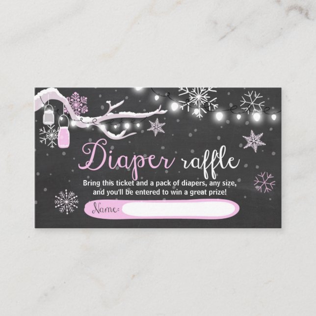 Winter Baby Dusche Windelwaschkarte Pink Girl Begleitkarte (Vorderseite)