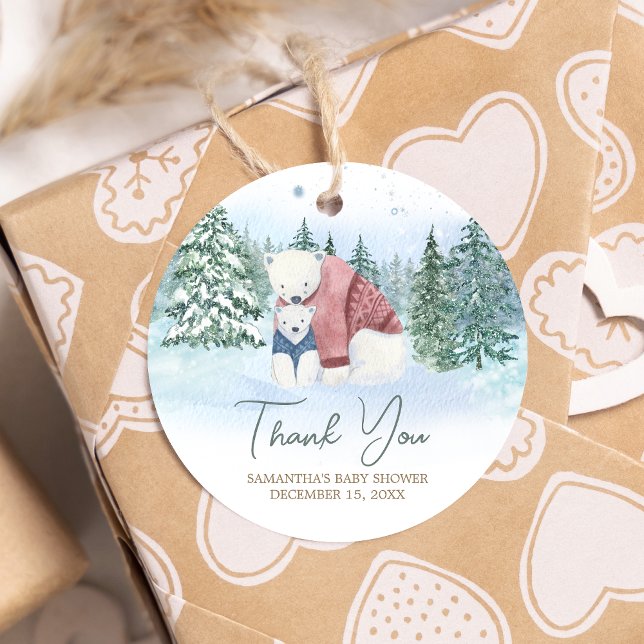 Winter Baby Es ist kalt Outside Baby Dusche Runde Geschenkanhänger (Winter Baby Shower Favor Tags)