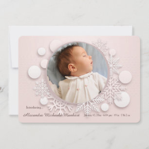 Winter Baby Foto Geburtsankündigung Rosa Ankündigung