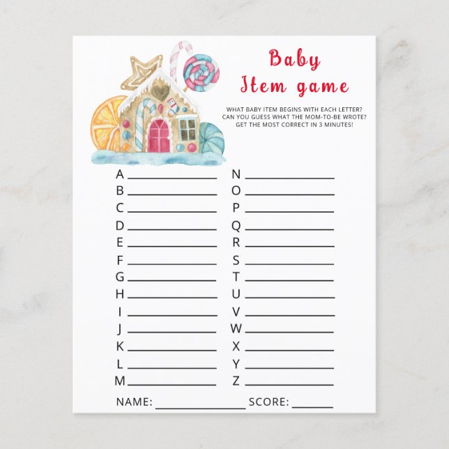Winter Baby Item Game. Baby Shower Game (Vorderseite)