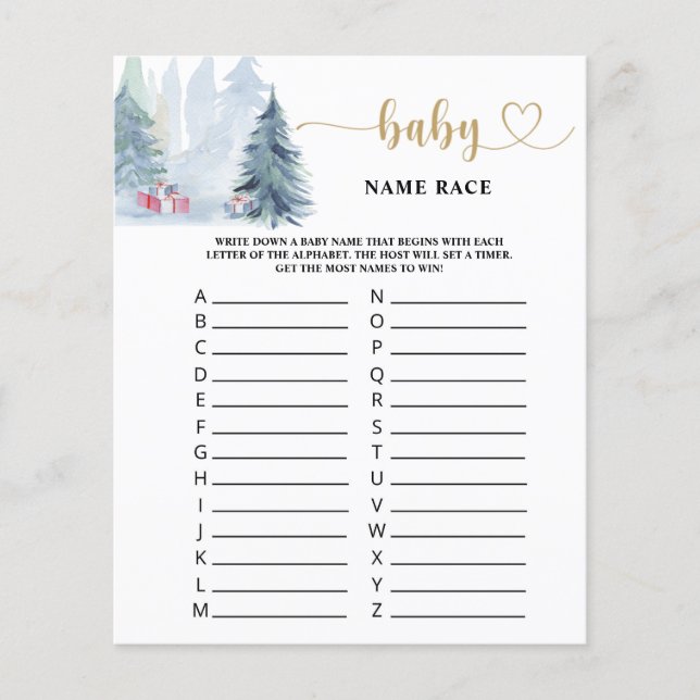 Winter Baby-Name-Rennen (Vorderseite)