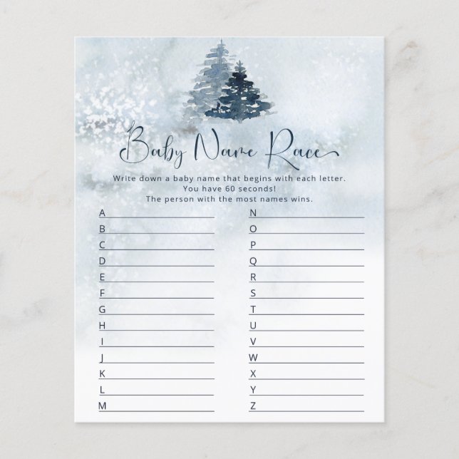 Winter Baby-Name-Rennen (Vorderseite)