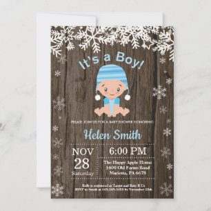 Winter Baby-Party-Einladung für Jungen mit Schneef Einladung