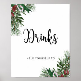 Winter Baby Santa Drinks Poster