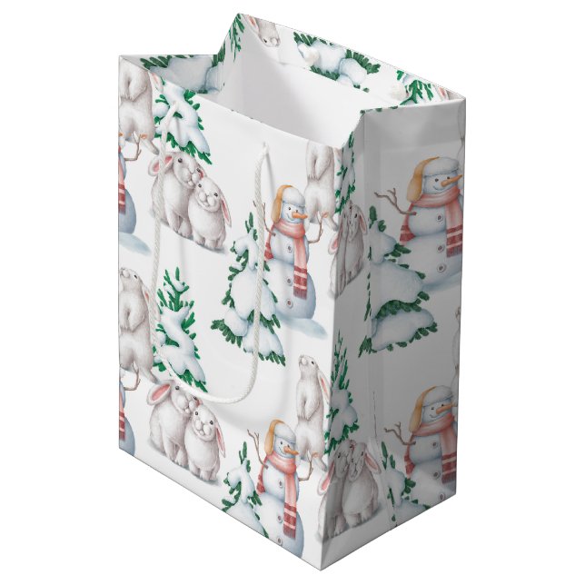 Winter Baby Showbeutel Mittlere Geschenktüte (Vorderseite Schrägansicht)