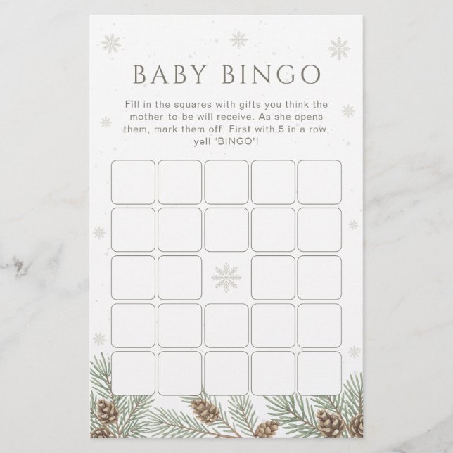 Winter Baby Shower Bingo Game (Vorderseite)