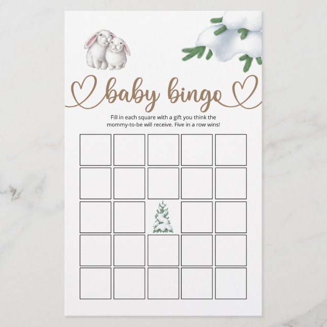 Winter Baby Shower Bingo Game (Vorderseite)
