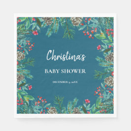 Winter Baby Shower Blue Serviette
