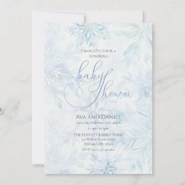 Winter Baby Shower Boy Blue Snowflake Einladung