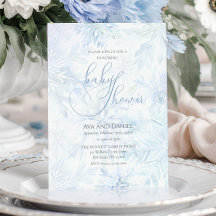 Winter Baby Shower Boy Blue Snowflake