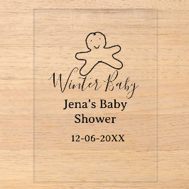 Winter baby shower cookie black scribble hand-draw acryleinladungen