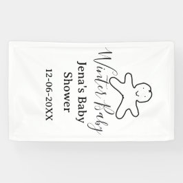 Winter baby shower cookie black scribble hand-draw banner