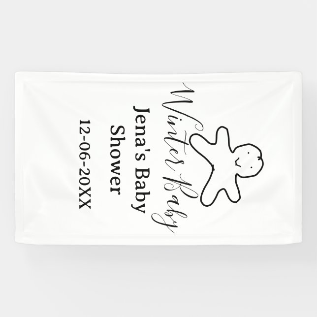 Winter baby shower cookie black scribble hand-draw banner (Horizontal)