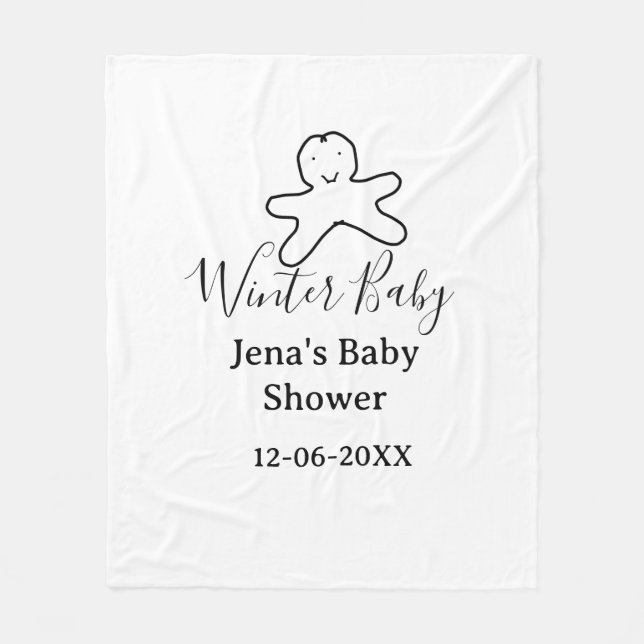 Winter baby shower cookie black scribble hand-draw fleecedecke (Vorderseite)