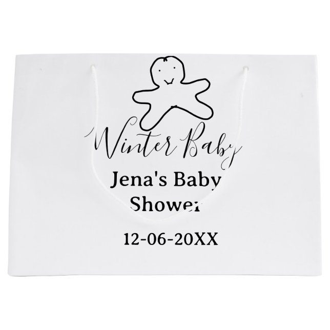Winter baby shower cookie black scribble hand-draw große geschenktüte (Vorderseite)