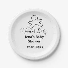 Winter baby shower cookie black scribble hand-draw pappteller
