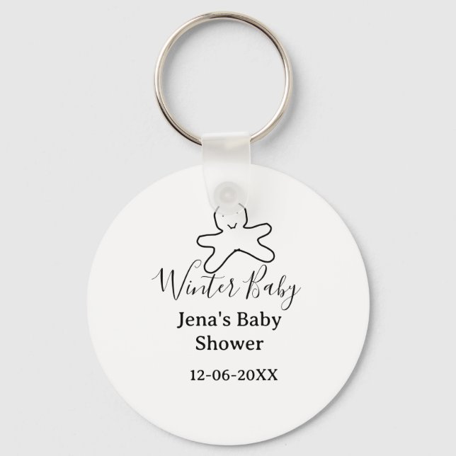 Winter baby shower cookie black scribble hand-draw schlüsselanhänger (Vorderseite)