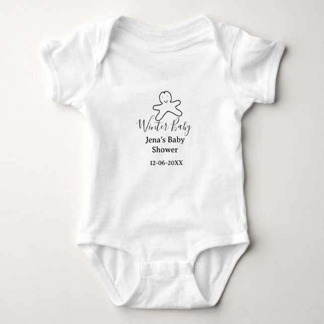 Winter baby shower cookie black scribble hand-draw strampler (Vorderseite)