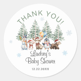 Winter-Baby-Shower-Dankeschön Runder Aufkleber