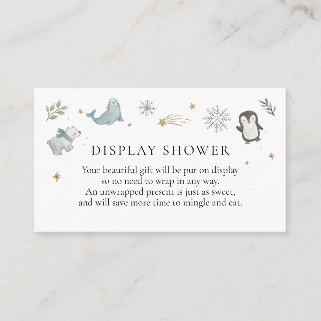 Winter Baby Shower Display Duschkarte Begleitkarte (Vorderseite)