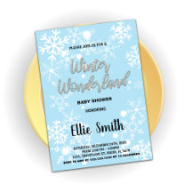 Winter Baby Shower Einladungen Blue
