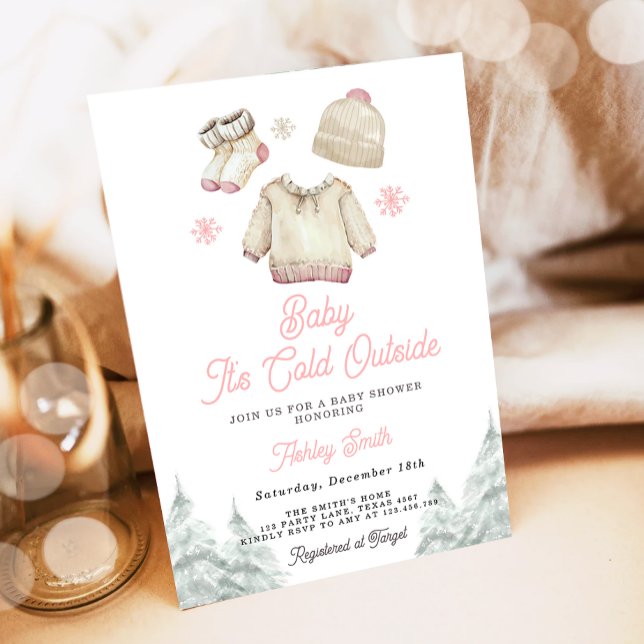 Winter Baby Shower Invite It's Cold Outside Girl Einladung (Von Creator hochgeladen)