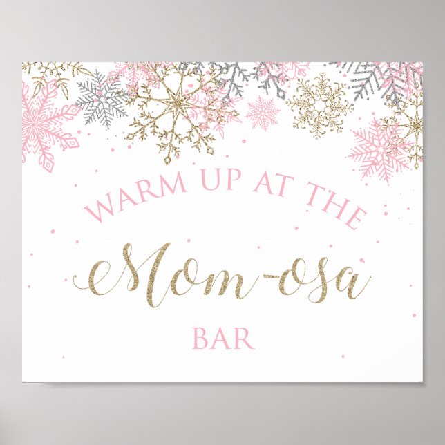 Winter Baby Shower Mama-Osa-Zeichen Poster (Vorne)