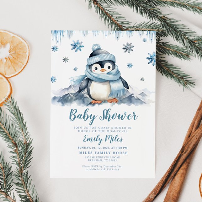 Winter Baby Shower Pinguin Einladung (Von Creator hochgeladen)