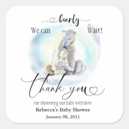 Winter Baby Shower Polar Bär warten Quadratischer Aufkleber