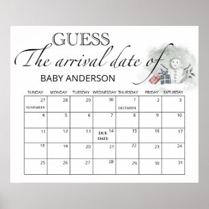 Winter-Baby-Shower-Rat Kalender zum Erraten des vo Poster