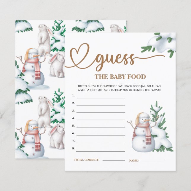 Winter Baby Shower Raten Sie die Baby Food Cames (Vorne/Hinten)